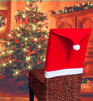 1 шт. Рождественские чехлы для стульев из нетканой ткани, Шляпа Санта, Рождественский стол, спинка стула для праздничной вечеринки, украшения столовой