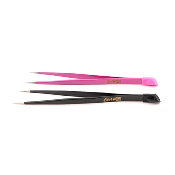 1 шт. розовый/черный прямой пинцет из нержавеющей стали, наклейка для ногтей, Набор для подбора страз, Инструмент для макияжа глаз, Инструмент для нейл-арта, двухсторонний пинцет
