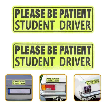 2 Шт Автомобильные Наклейки Светоотражающие Начинающий Водитель Наклейка Студент Предупреждение Практикующий Пвх