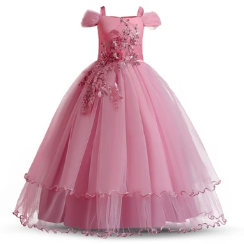 2021 Летнее платье для девочек, платье принцессы с вышивкой для подружек невесты, детские платья для девочек, детское праздничное свадебное платье 10, 12, 14 Лет