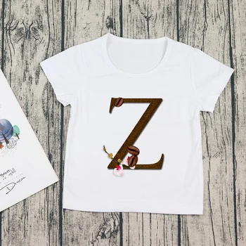 2021 Модная Детская футболка с буквенным принтом A-Z, Футболки для мальчиков, Летние Футболки с коротким рукавом Для Девочек, Детская одежда, Топ, Футболка
