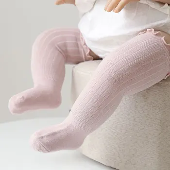 2023 Детские носки для мальчиков и девочек до колена, длинные носки из цельного хлопка с оборками, милые носки для новорожденных, летние Детские носки с оборками