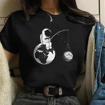 2023 Новый продукт Harajuku Забавная Женская футболка С Мультяшным Графическим принтом Черная Женская футболка Повседневная Женская рубашка Kawaii Tee Shirt