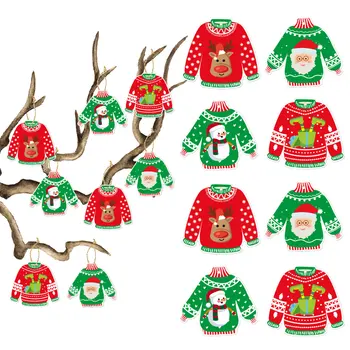 2023 Рождественские подвески в виде уродливого свитера, елочные украшения для дома, Санта-Клаус, Лось, снеговик, подвесные бирки, рождественские украшения