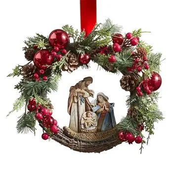 2024 Рождественский Венок Иисуса для Входной Двери, Окна, Настенные Украшения Дверей 2024 Рождественская Гирлянда Орнамент Navidad Новогодние Подарки