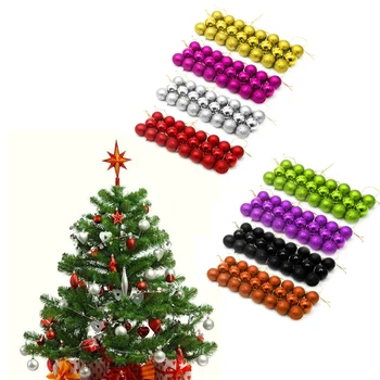 24шт Блестящих рождественских шаров, Рождественская елка, Безделушки, Подвесной декор, Рождественский орнамент