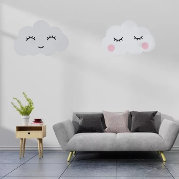 2pieces Прочные Облачные Настенные Доски Декоративные 3D Наклейки На Стены Для Детской Комнаты Милые Улыбающиеся Облака