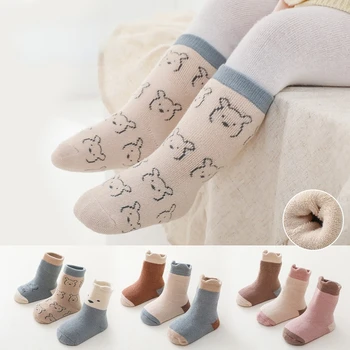 3 пары/лот, Новые осенне-зимние теплые махровые утолщенные детские носки, носки для новорожденных мальчиков и девочек, носки для малышей, носки для младенцев