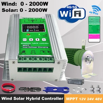 3000 Вт Встроенный WiFi 12V24V48V MPPTHybrid Солнечный Контроллер Ветряной Турбины, С ЖК-дисплеем Разгрузки Нагрузки, Для Полной Батареи Lifepo4