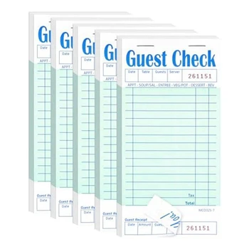 5 Упаковок гостевых чековых книжек Серверные блокноты для записей в ресторане блокнот для заказов в ресторане 50 листов / упаковка