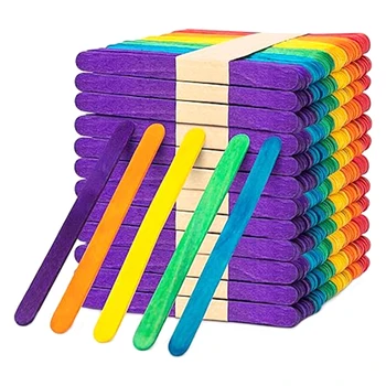 500 штук Красочного фруктового мороженого Деревянные палочки ручной работы радужного цвета, как показано На рисунке, Шестицветные палочки для мороженого для школьников