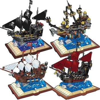 City MOC Black Pearl Queen Anne's Revenge Пиратский Корабль Волшебная Книга Строительные Блоки DIY Пиратская Лодка Собрать Кирпичи Игрушки Для Детей