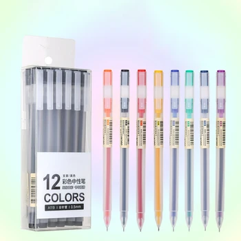 Kawaii 12шт, Радужная гелевая ручка 0,5 мм, Многоцветная шариковая ручка, Флуоресцентный маркер для офисных школьных принадлежностей, ручки для письма