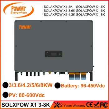 PowMr Автономный Сетевой Инвертор 3/3.6/4.2/5/6/8 кВт Однофазный Гибридный Накопитель энергии IP65 с диапазоном напряжения аккумулятора 96-450 В
