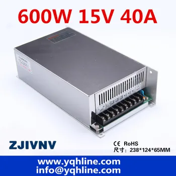 S-600-15 одобренный CE высококачественный источник питания с коммутацией переменного тока в постоянный SMPS с одним выходом 15V 40A 600W сделано в Китае