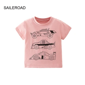SAILEROAD 2022 Новая летняя футболка из хлопка с коротким рукавом, футболки с мультяшным автомобилем, детские футболки, топы для девочек, детская одежда для мальчиков