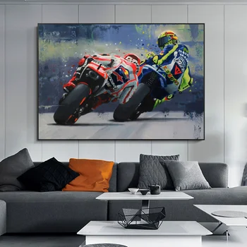 Абстрактные плакаты на холсте с мотоциклом и принтом, современное настенное искусство, фотографии гонок на мотоциклах Grand Prix для домашнего декора гостиной