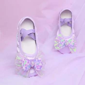 Балетные туфли для танцев для маленьких девочек, танцевальная обувь для взрослых для девочек, Балетные аксессуары для современных танцев, балетные туфли для девочек с красочным бантом