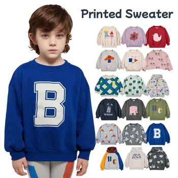 Детская одежда, осенний повседневный свитер, плюшевый свитер с капюшоном для мальчиков с мультяшным принтом, одежда для маленьких мальчиков 2023 года выпуска