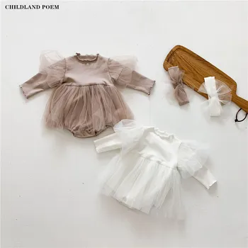 Детское платье принцессы, платье для новорожденных девочек, весенняя пачка с длинными рукавами, платья для крещения на 1-й день рождения для девочек