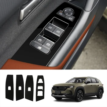 Для Mazda CX-50 CX50 2023 Американская Версия Кнопки Стеклоподъемника Автомобиля Стеклянный Переключатель Крышка Рамка Отделка Панели Аксессуары Глянцевый Черный