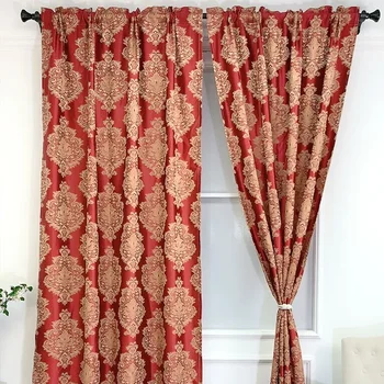 Европейские красные тканевые шторы с вышивкой для гостиной и спальни, затемняющие Свадебные украшения, занавес на заказ