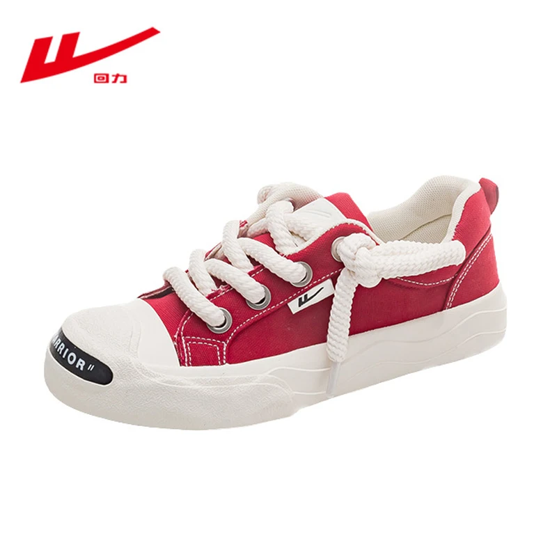 Женские красные парусиновые ботинки WARRIOR на шнуровке, повседневная Женская обувь для ходьбы, дышащие кроссовки Tenis Feminino Zapatos Mujer