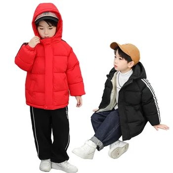 Зимняя плюс бархатная теплая куртка с капюшоном для мальчиков и девочек 2-9 лет, корейское универсальное Повседневное спортивное пуховое пальто 2023, модная детская одежда