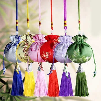 Китайский шелковый стиль, Парчовая сумка с вышивкой, тканевые мешочки-саше с кисточками, сумка на шнурке для ювелирных изделий, подарочные пакеты