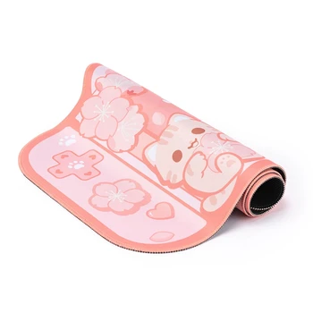 Коврик для мыши для милых розовых кошек Сакура Настольный коврик Водонепроницаемые Нескользящие Аксессуары для стола для ноутбука