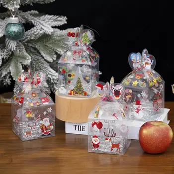 Коробка яблок в канун Рождества, Коробка конфет, Подарочная коробка многоразового использования, Водонепроницаемая Рождественская коробка, Прозрачная коробка для упаковки рождественских фруктов, 5шт.