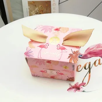 Креативная Романтическая Свадебная Квадратная Коробка Конфет Flamingo Party Baby Shower На День Рождения Коробка Конфет Для Вечеринки По Случаю Дня Рождения 50шт