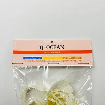 Кружевная отделка TJ-OCEAN, искусственная жемчужная отделка в форме подсолнуха, ширина 0,39 дюйма, длина 1,2 ярда