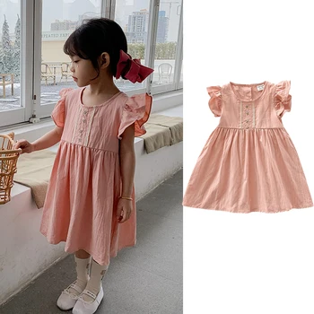 Кружевное платье для маленьких девочек 2023, Летний костюм с вышивкой, платья с короткими рукавами, наряды для детских вечеринок, одежда принцессы