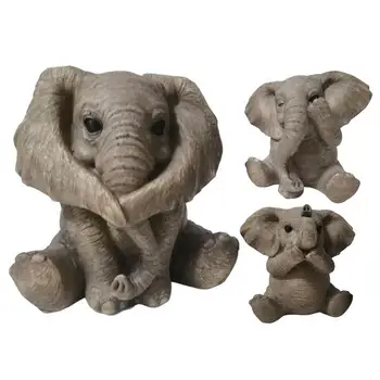 Милый декор в виде мини-слоника, Счастливые Фэн-шуй Серые фигурки слонов, Креативная кукла-слоненок, игривая