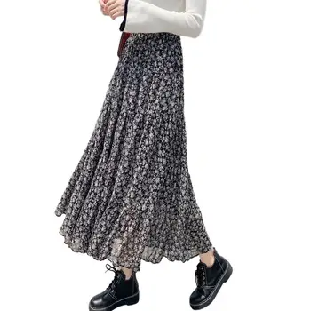 Модная Женская Длинная юбка с принтом в японском стиле, Богемные Повседневные юбки с эластичным поясом и цветочным рисунком faldas largas mujer verano 2023