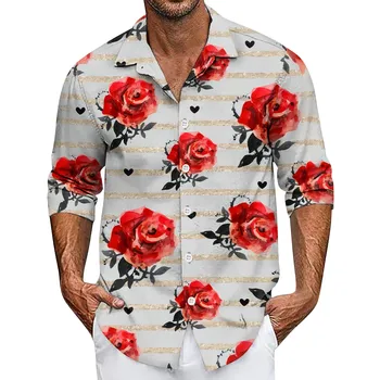Мужская Летняя Новая Свободная рубашка с длинным рукавом и принтом, Кардиган, Пляжная рубашка, мужская роскошная футболка, мужские футболки oversize y2k, топы, мужские