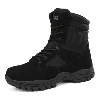 Мужские ботинки, Тактические Армейские Ботинки в стиле милитари, Уличная Походная Зимняя Обувь С высоким берцем, Легкие Нескользящие Мужские Ботильоны-дезерты