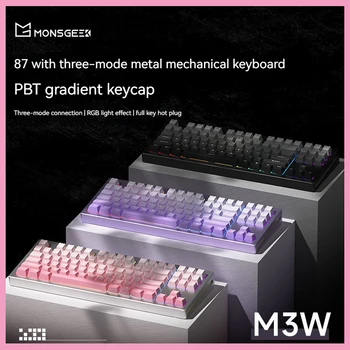 Новая механическая клавиатура Monsgeek M3w, Беспроводная Bluetooth 2.4g, Проводная Трехрежимная RGB-прокладка, Горячая замена 87 клавиш, Rgb Игровые клавиатуры