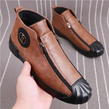 Новая мужская обувь, красная обувь с высоким берцем, трендовые универсальные туфли на плоской подошве со шнуровкой, устойчивая к образованию складок повседневная обувь, брендовая дизайнерская обувь L3
