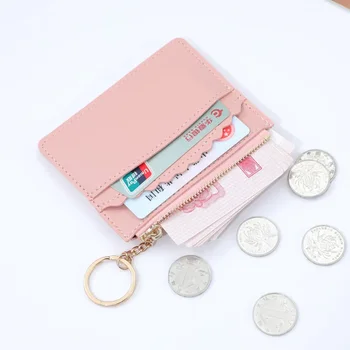 Новая сумка для карт, портмоне на молнии, мини-кошелек для девочек, Студенческий кошелек для хранения монет, Волнистый кружевной брелок, взрывная простота