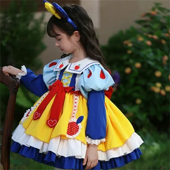 новое голубое платье принцессы в стиле Лолиты для девочек, детское пушистое платье принцессы