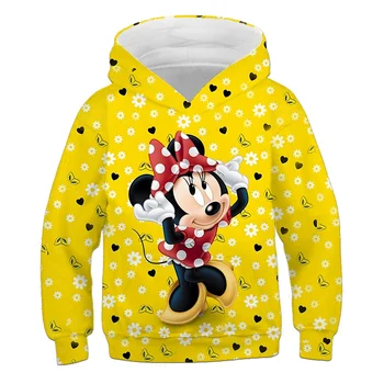 Одежда для девочек Kawaii Minnie Mouse Disney Толстовки, свитер для девочек, детская одежда, уличная толстовка, Весна, длинный рукав