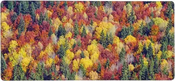 Осенние красочные лесные деревья, коврик для мыши, длинный большой игровой коврик для мыши с прошитыми краями, коврик для клавиатуры, настольный коврик 35,4 × 15,7 дюймов