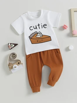 Осенняя одежда для малышей из 2 предметов, комбинезон с длинными рукавами и леггинсами с животным принтом, одежда для малышей