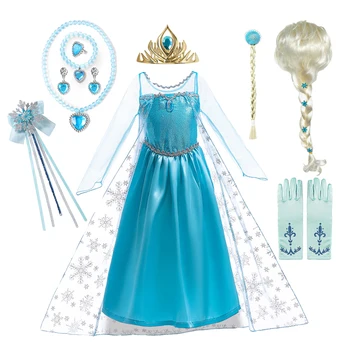 Платье Эльзы для девочек, костюм Эльзы, платье Снежной королевы Анны, косплей, Вечеринка по случаю дня рождения, Детский карнавальный костюм для девочек 2024