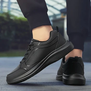 Повседневная обувь, мужская легкая спортивная обувь на шнуровке, мужская мягкая уличная обувь для прогулок, черная, большого размера, 39-47 лет, мужская обувь для тренировок, мужская