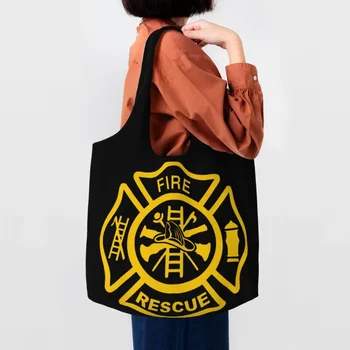 Пожарный Пожарно-спасательная сумка для покупок продуктов, женская забавная холщовая сумка для покупок, сумки через плечо, сумки большой вместимости, сумки
