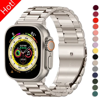 Ремешок из нержавеющей Стали для Apple Watch Band Ultra 2 49 мм 45 мм 41 мм 40 44 мм Металлический Браслет Correa Серии Iwatch 9 8 7 6 5 SE