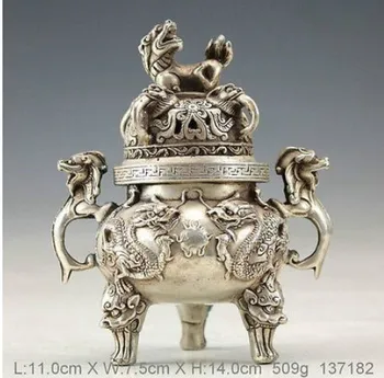 Серебряная медная курильница для благовоний и крышка с бронзовым украшением в стиле арт-гифки династии Мин Сюань Де Марк